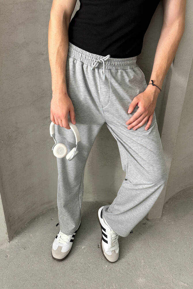 Erkek Ayarlanabilir Paça Baggy Eşofman Altı GRİ - 1