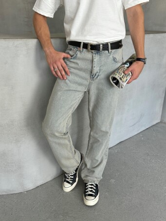 Erkek Baggy Jean Pantolon Buz Mavi - 1