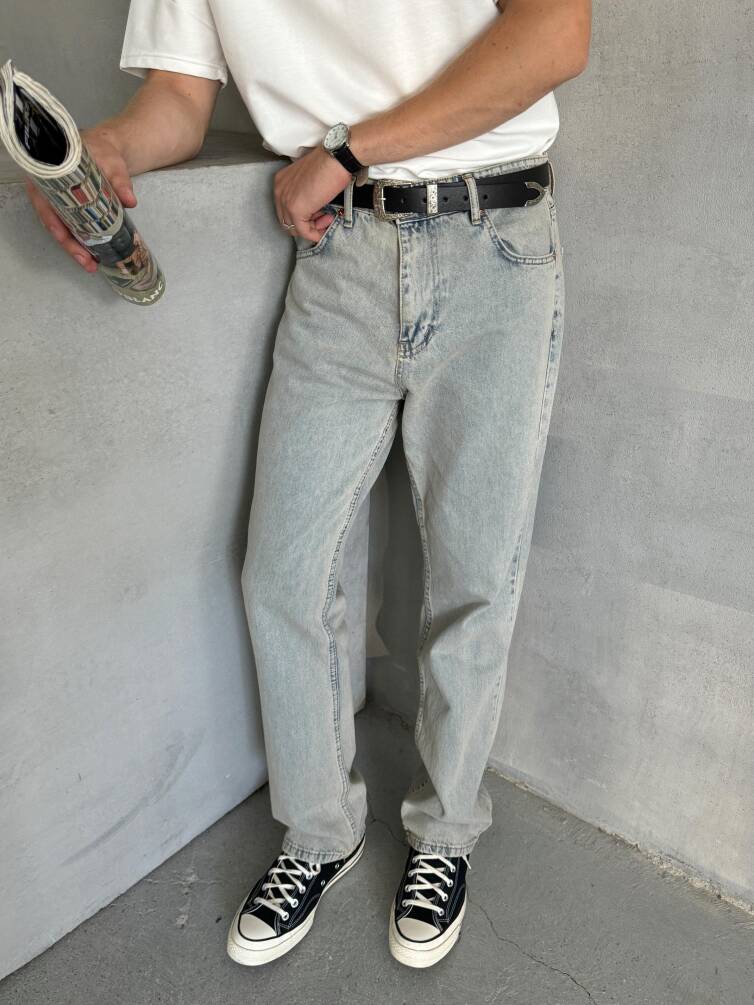 Erkek Baggy Jean Pantolon Buz Mavi - 2