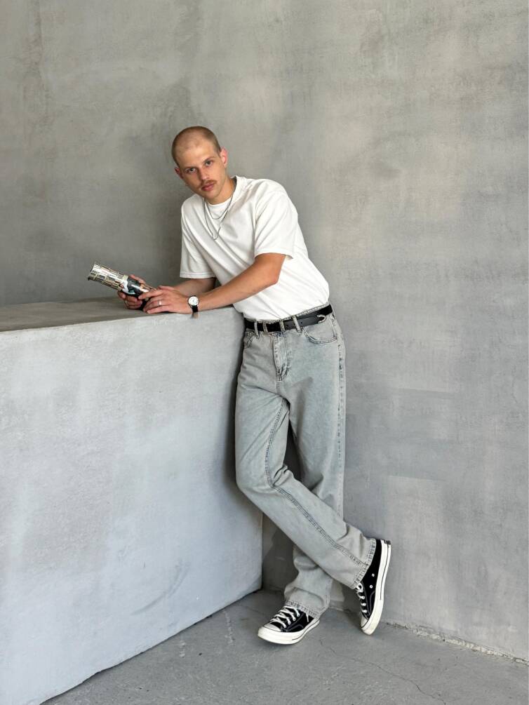 Erkek Baggy Jean Pantolon Buz Mavi - 5