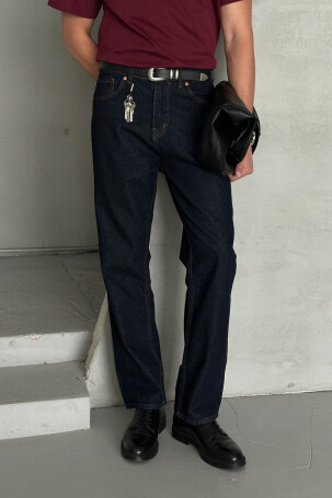 Erkek Baggy Jean Pantolon Lacivert - 1