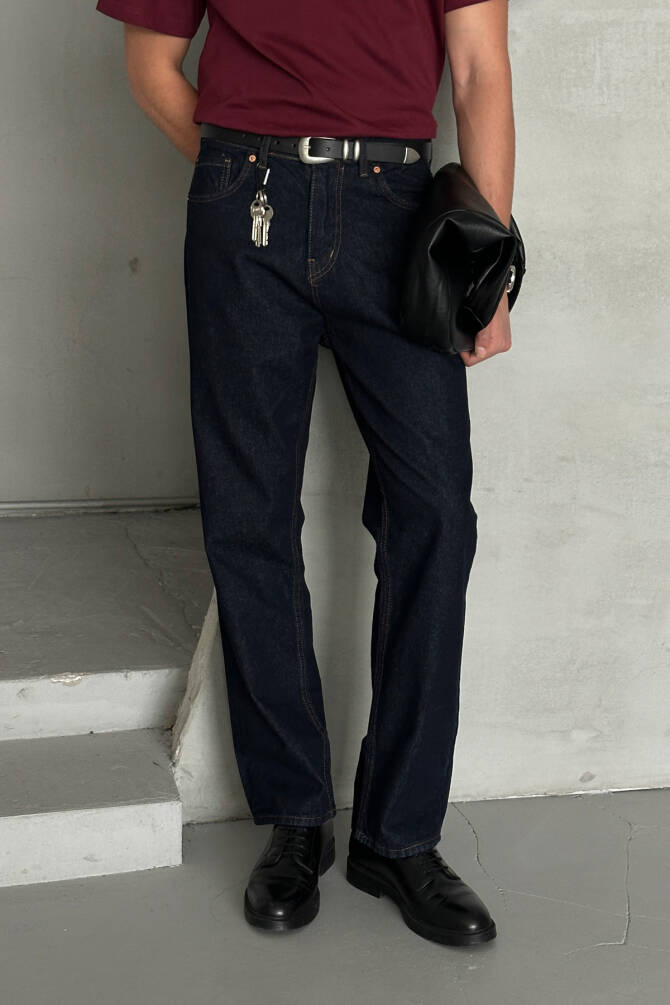 Erkek Baggy Jean Pantolon Lacivert - 1
