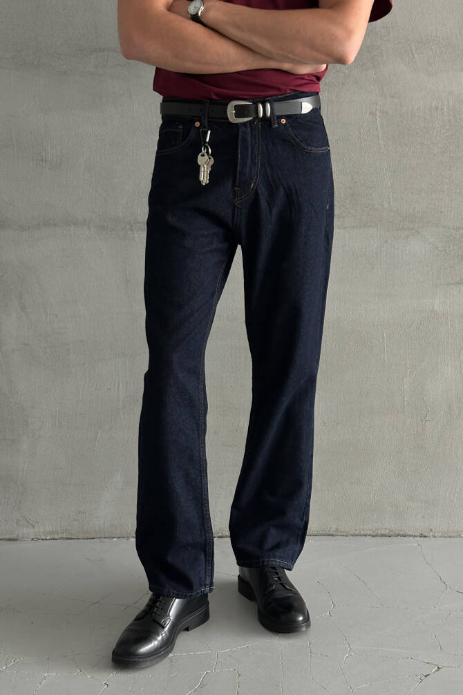 Erkek Baggy Jean Pantolon Lacivert - 3