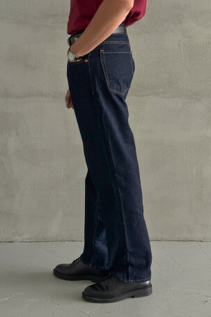 Erkek Baggy Jean Pantolon Lacivert - 4