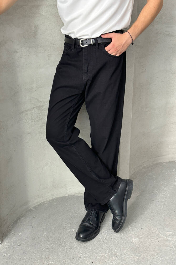 Erkek Baggy Jean Pantolon Siyah - 1