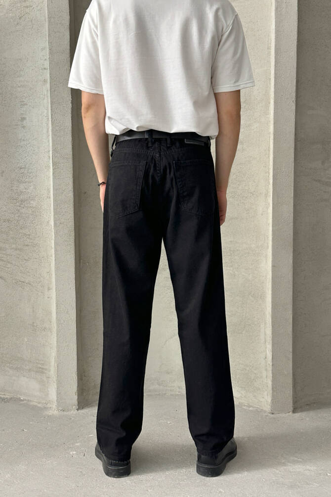 Erkek Baggy Jean Pantolon Siyah - 3
