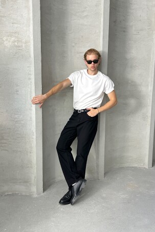 Erkek Baggy Jean Pantolon Siyah - 4