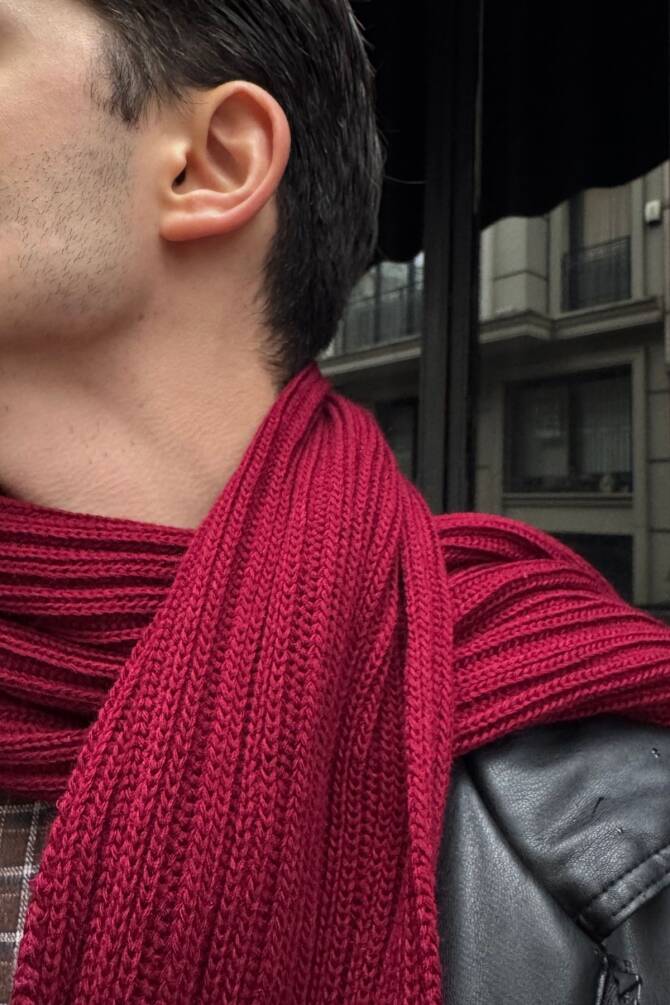 Erkek Basic Örme Atkı Bordo - 2