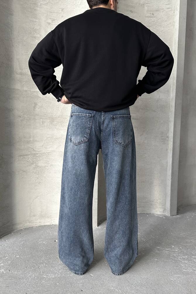 Erkek Ekstra Baggy Jean Pantolon Açık Mavi - 4