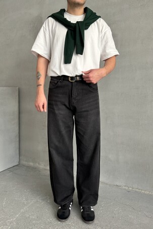 Erkek Ekstra Baggy Jean Pantolon Antrasit - 3