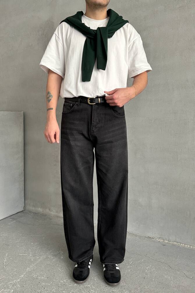 Erkek Ekstra Baggy Jean Pantolon Antrasit - 3