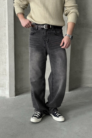 Erkek Ekstra Baggy Jean Pantolon Gri 
