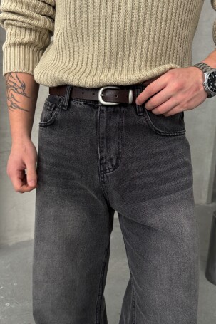 Erkek Ekstra Baggy Jean Pantolon Gri - 4