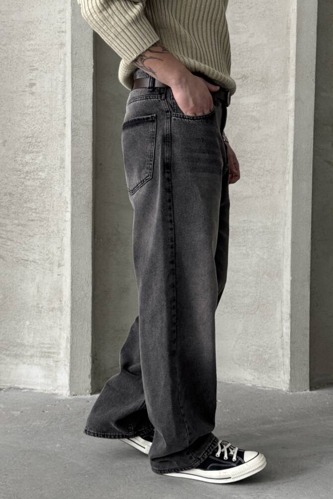 Erkek Ekstra Baggy Jean Pantolon Gri - 5