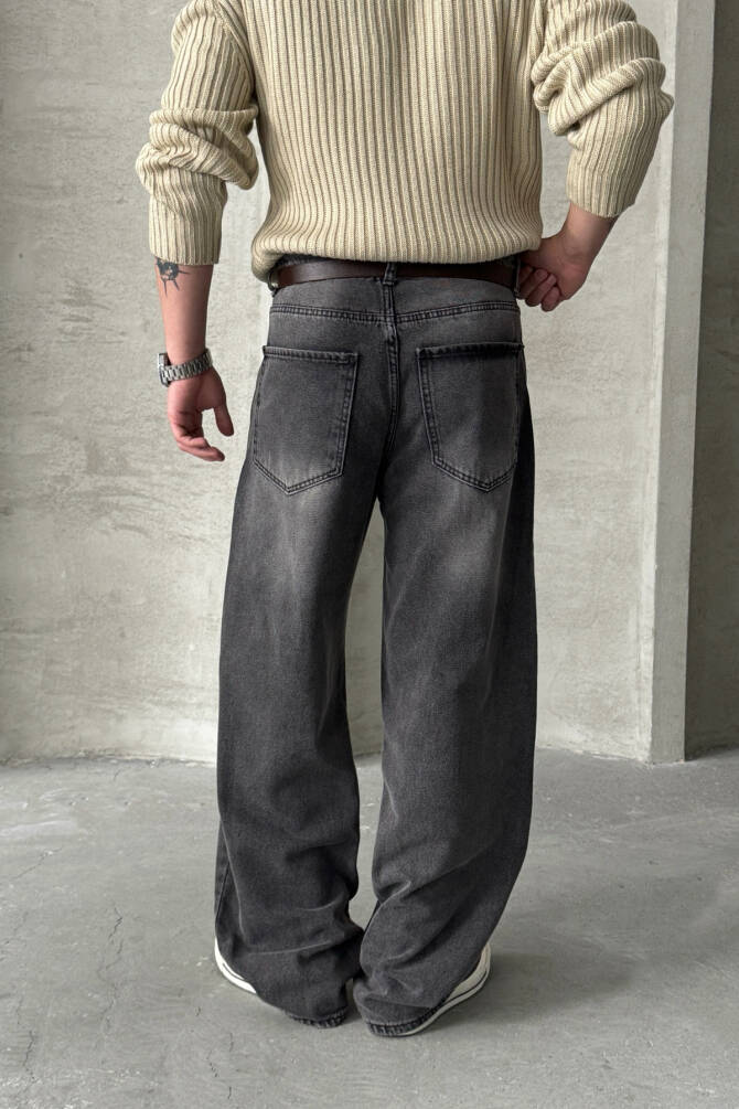Erkek Ekstra Baggy Jean Pantolon Gri - 6