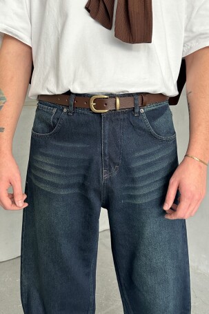 Erkek Ekstra Baggy Jean Pantolon Koyu Mavi - 5