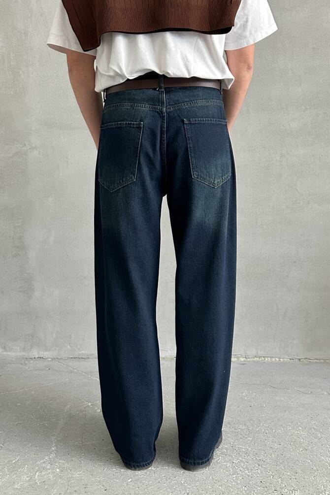 Erkek Ekstra Baggy Jean Pantolon Koyu Mavi - 6