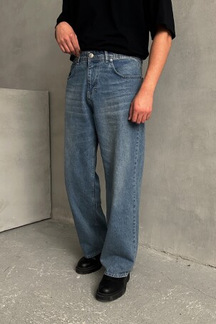 Erkek Ekstra Baggy Jean Pantolon Mavi - 1
