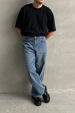 Erkek Ekstra Baggy Jean Pantolon Mavi - 2