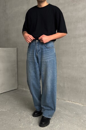 Erkek Ekstra Baggy Jean Pantolon Mavi - 3