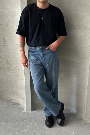 Erkek Ekstra Baggy Jean Pantolon Mavi - 4