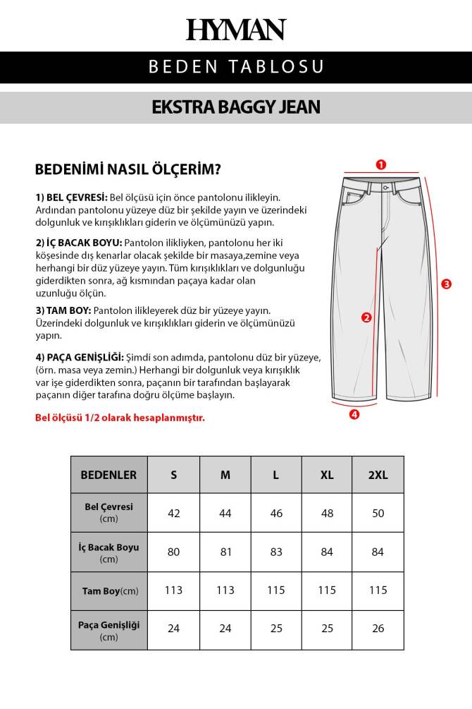 Erkek Ekstra Baggy Jean Pantolon Mavi - 6