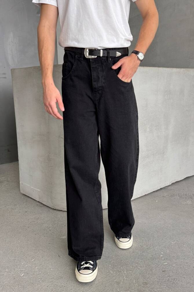 Erkek Ekstra Baggy Jean Pantolon Siyah - 2