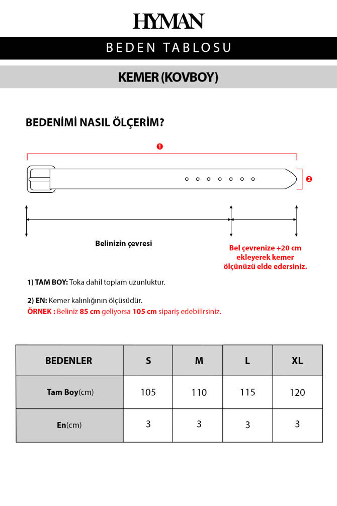 Erkek Kovboy Tokalı %100 Deri Kemer Siyah - 4