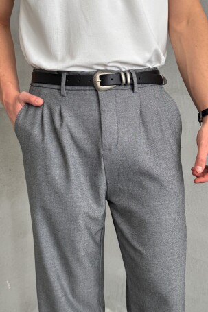 Erkek Pileli Baggy Kalıp Kumaş Pantolon Grimelanj - 3