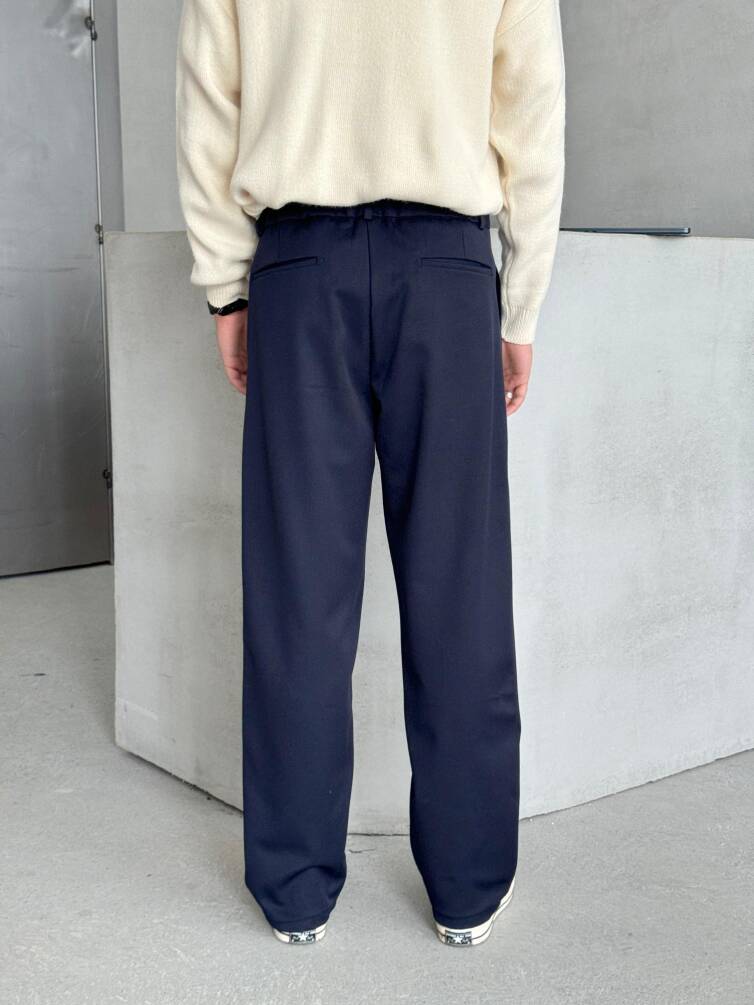 Erkek Pileli Baggy Kalıp Kumaş Pantolon LACİVERT - 5