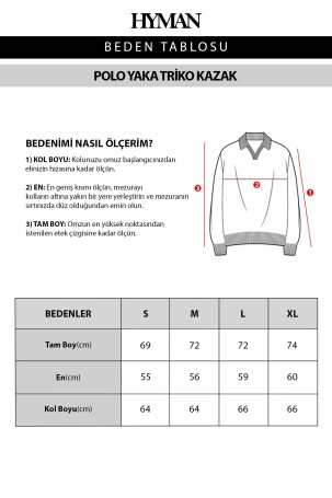 Erkek Polo Yaka Fitilli Oversize Triko Kazak Kahverengi - 5