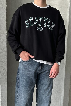 Erkek Seattle Baskılı Oversize Sweatshirt COKRENKLI - 2