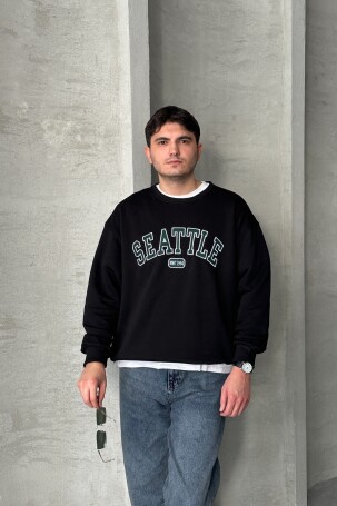 Erkek Seattle Baskılı Oversize Sweatshirt COKRENKLI - 3