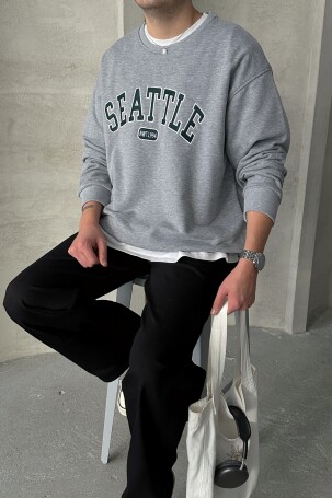 Erkek Seattle Baskılı Oversize Sweatshirt Grimelanj - 1