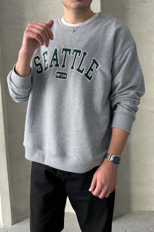 Erkek Seattle Baskılı Oversize Sweatshirt Grimelanj - 2