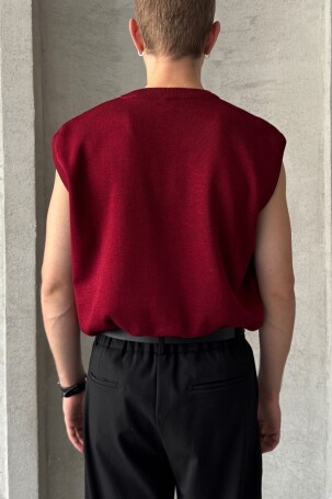 Erkek V Yaka Oversize Süveter Bordo - 3